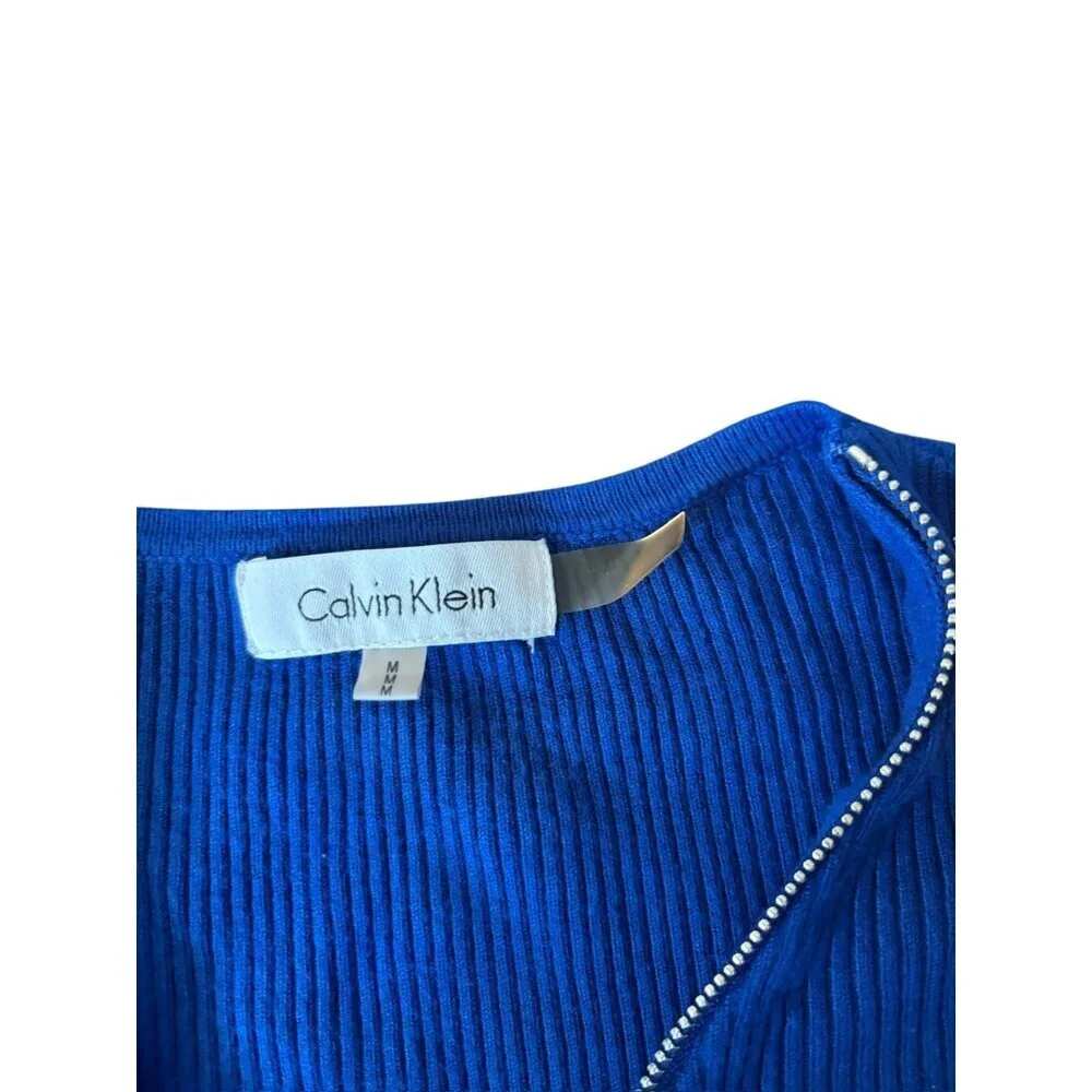 Calvin Klein Women's Royal Blue Full Zip Long Sleeve Top - Picture 6 of 9